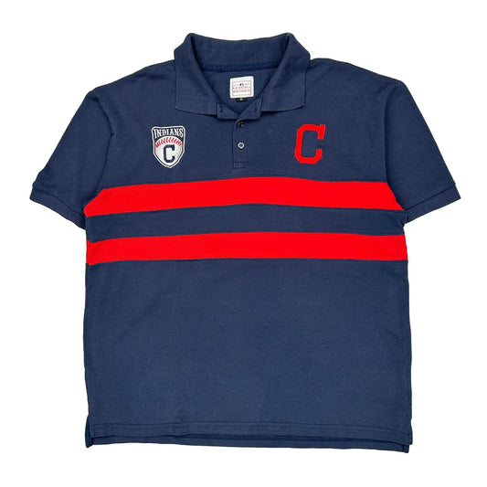 Cleveland Indians Mlb Striped Polo Shirt - XL Navy Cotton