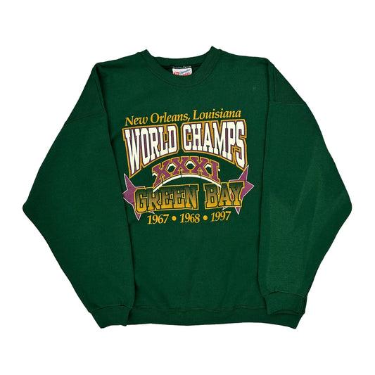 Green Bay Packers Hanes Nfl Sweatshirt - XL Green Cotton Blend