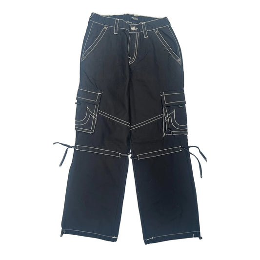 True Religion Cargo Trousers - 27W UK 8 Black Cotton