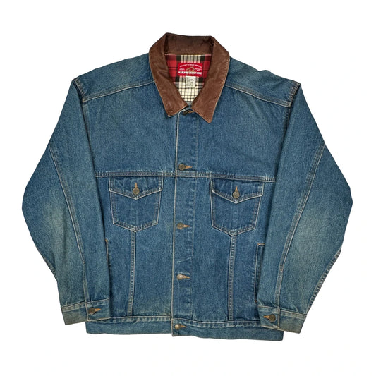 Marlboro Checked Denim Jacket - Large Blue Cotton