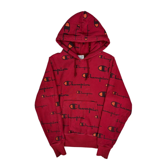 Reverse Weave Champion Hoodie - Small Red Cotton