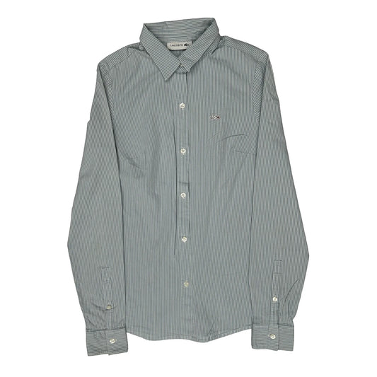 Vintage Kids Lacoste Striped Shirt - Small Blue Cotton