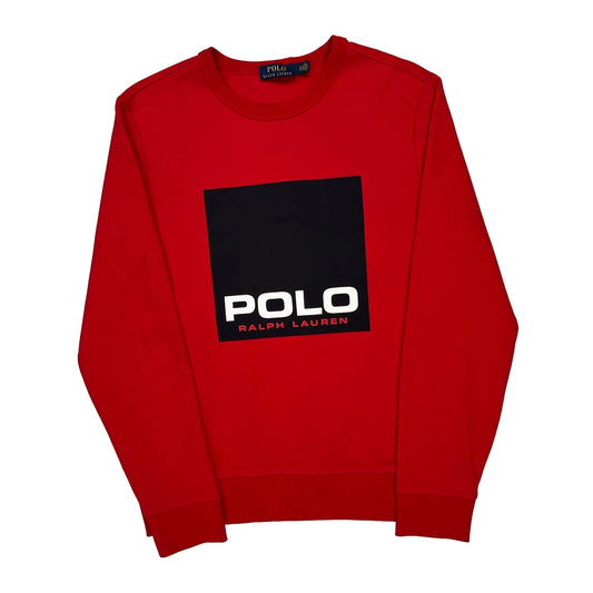 Polo By Ralph Lauren Spellout Sweatshirt - Small Red Cotton