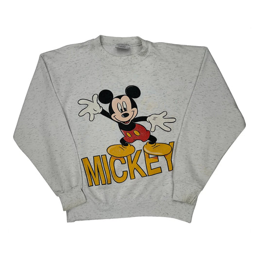 Mickey Mouse Disney Cartoon Sweatshirt - Large Gray Cotton Blend