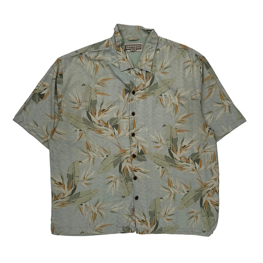 Vintage Jamaica Jaxx Floral Hawaiian Shirt - XL Green Silk