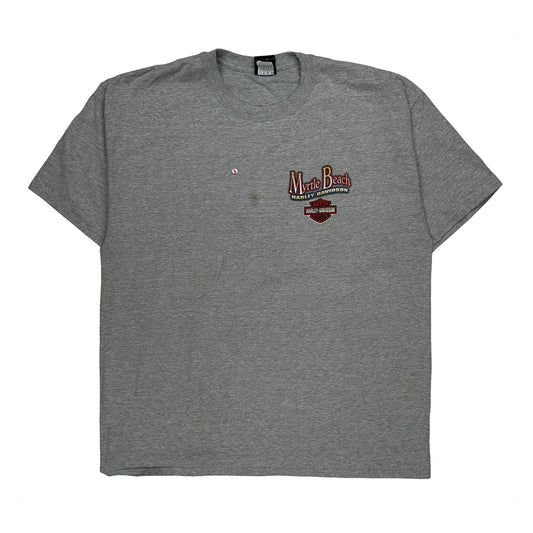 Myrtle Beach Harley Davidson Graphic T-Shirt - 2XL Grey Cotton