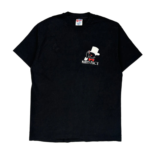 Marty'S Place Hanes Single Stitch T-Shirt - Large Black Cotton