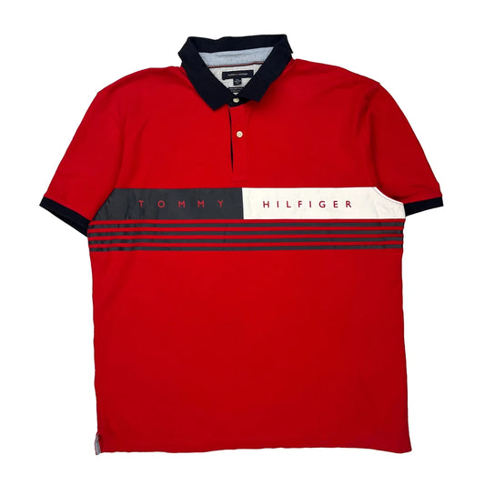 Tommy Hilfiger Spellout Polo Shirt - 2XL Red Cotton