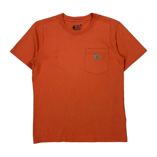 Carhartt T-Shirt - Small Orange Cotton