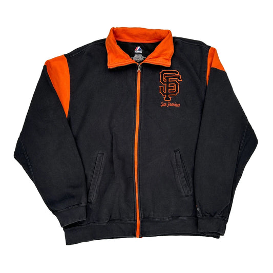 San Francisco Giants Majestic Mlb Zip Up - Large Black Cotton