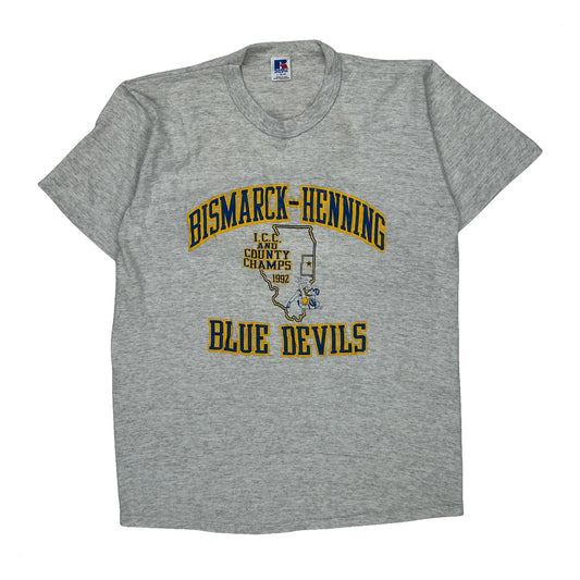 Blue Devils Russell Athletic College T-Shirt - Large Grey Cotton