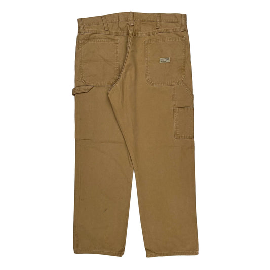 Wrangler Carpenter Trousers - 36W 30L Brown Cotton