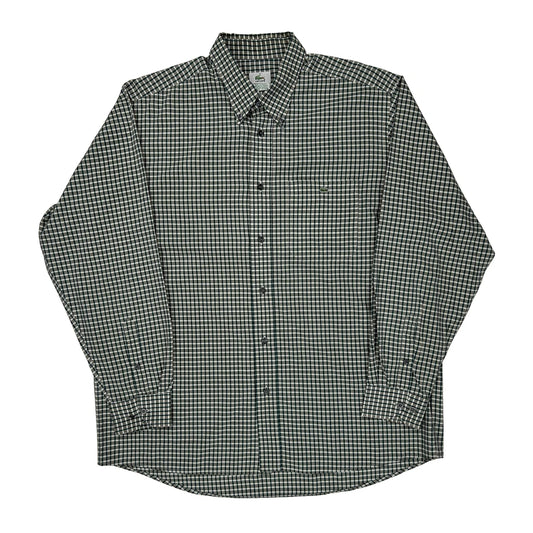 Lacoste Checked Shirt - Large Green Cotton
