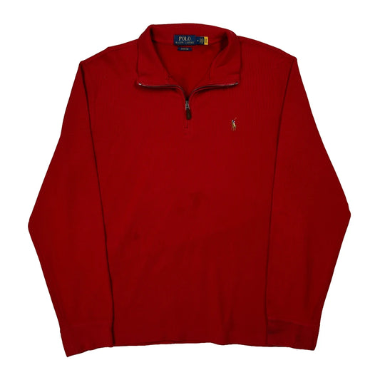 Polo By Ralph Lauren 1/4 Zip - Medium Red Cotton