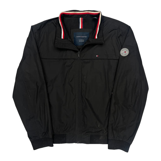 Vintage Tommy Hilfiger Windbreaker - Large Black Polyester