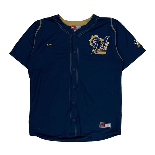 Vintage Milwaukee Brewers Nike Mlb Jersey - XL Blue Polyester