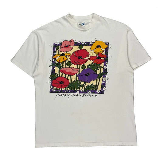 Hanes Floral T-Shirt - Large Multicoloured Cotton