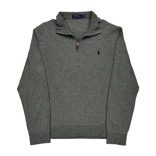 Polo By Ralph Lauren 1/4 Zip - Large Grey Cotton