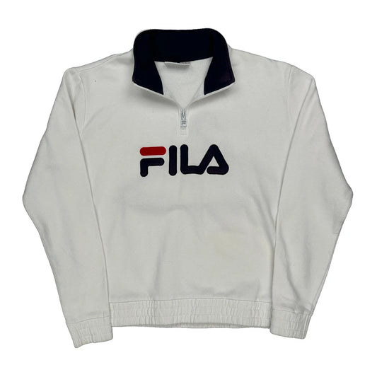 Fila Spellout 1/4 Zip - XL White Cotton