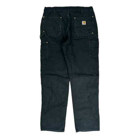 Vintage Blk Carhartt Double Knee Carpenter Trousers - 34W 34L Black Cotton