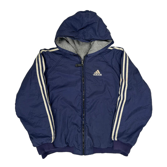 Adidas Striped Windbreaker - Medium Blue Polyester