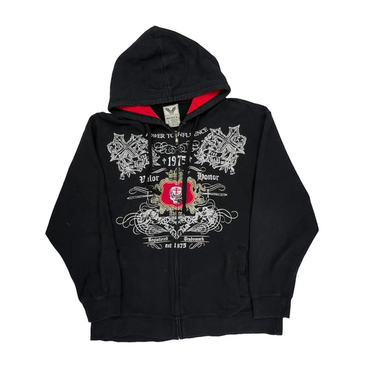 Avirex Full Zip Graphic Hoodie - XL Red Cotton
