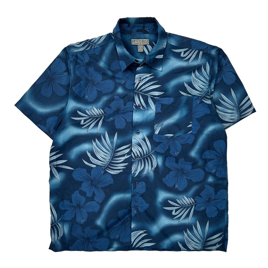 Urban Bay Floral Hawaiian Shirt - Large Blue Polyester