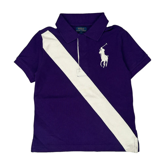 Vintage Age 7 Polo By Ralph Lauren Striped Polo Shirt - Medium Purple Cotton