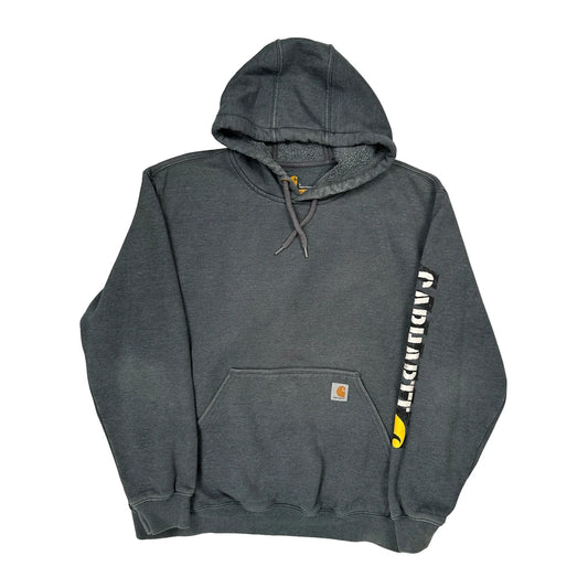 Vintage Carhartt Spellout Hoodie - Large Gray Cotton
