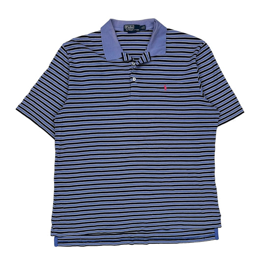 Polo By Ralph Lauren Striped Polo Shirt - Large Blue Cotton