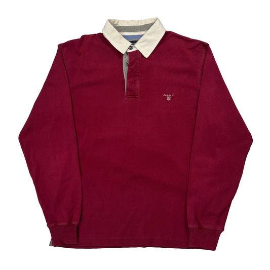 Vintage Gant Rugby Shirt - Large Red Cotton