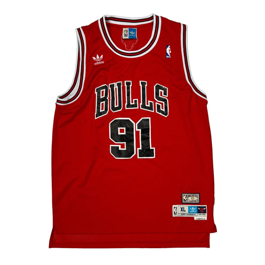 Vintage Chicago Bulls Adidas #91 Rodman Jersey - XL Red Polyester