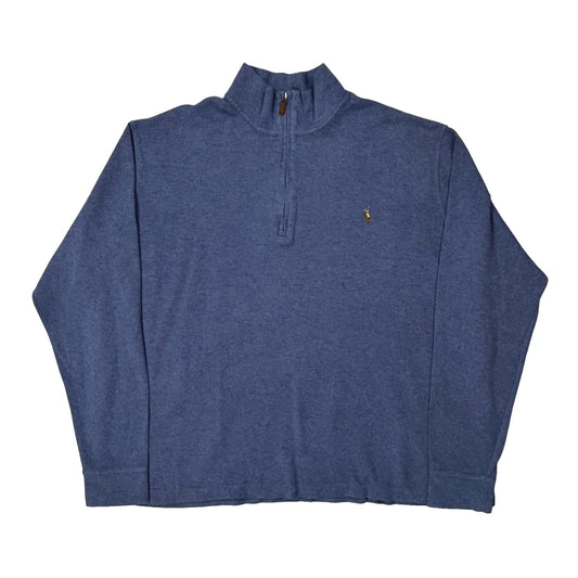 Polo By Ralph Lauren 1/4 Zip - Large Blue Cotton