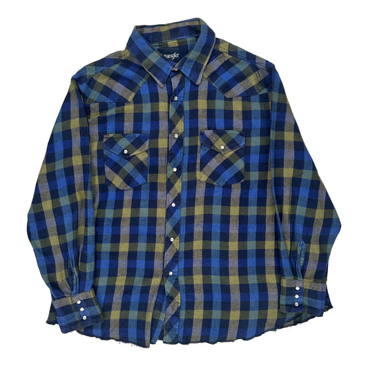 Wrangler Checked Flannel Shirt - 2XL Blue Cotton