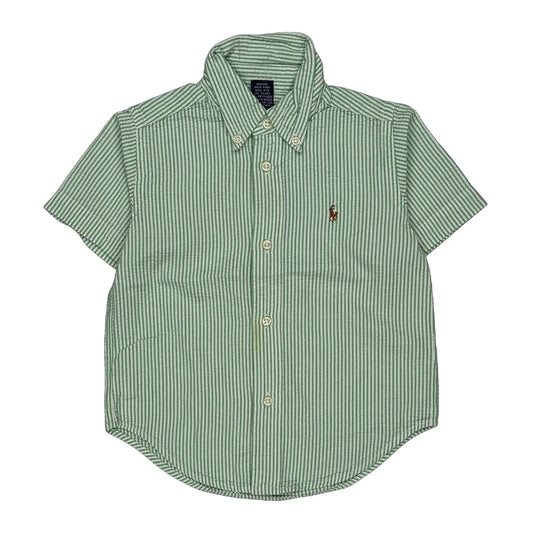Age 1.5 Ralph Lauren Striped Short Sleeve Shirt - 2XS Green Cotton