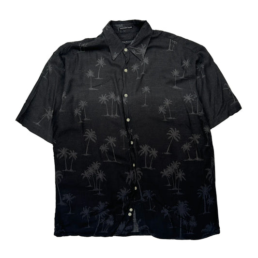 Van Heusen Hawaiian Shirt - Large Black Viscose
