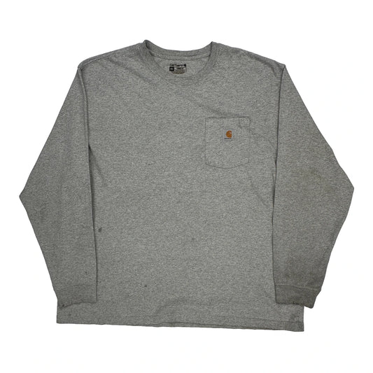 Carhartt Long Sleeve T-Shirt - 2XL Grey Cotton