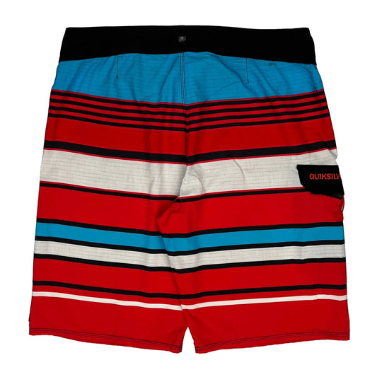 Quiksilver Striped Shorts - 36″ Waist Red Polyester
