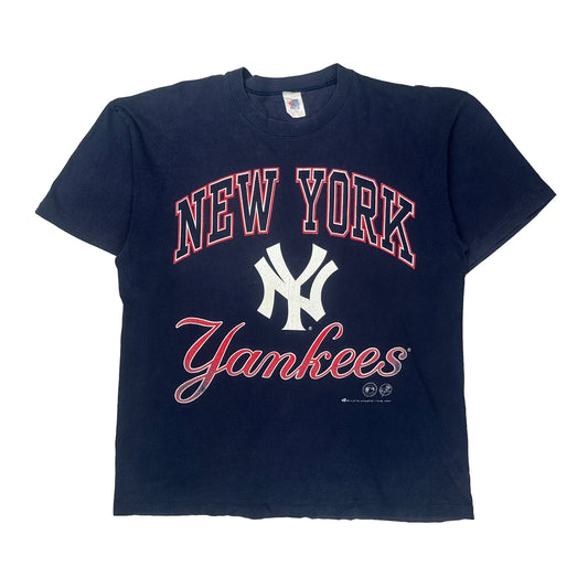 New York Yankees Bulletin Athletic Mlb T-Shirt - Large Navy Cotton