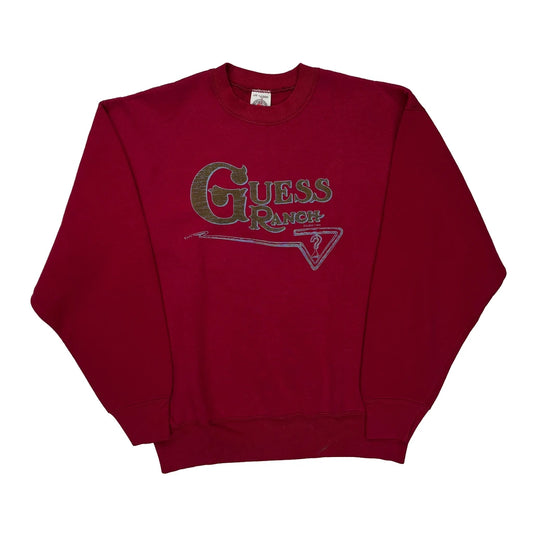 Guess Ranch Munsing Graphic Sweatshirt - Large Red Cotton Blend