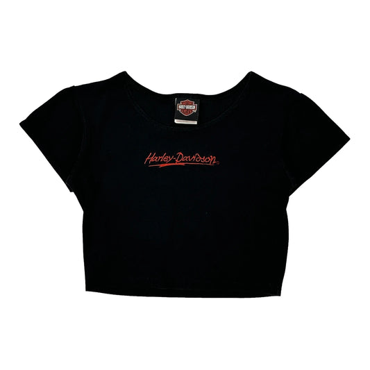Harley Davidson Cropped Top - Large Black Cotton