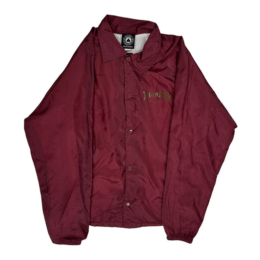 Pentagram Thrasher Graphic Windbreaker - Small Burgundy Polyester