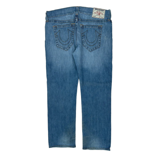 True Religion Ricky Relaxed Straight Jeans - 36W 30L Blue Denim