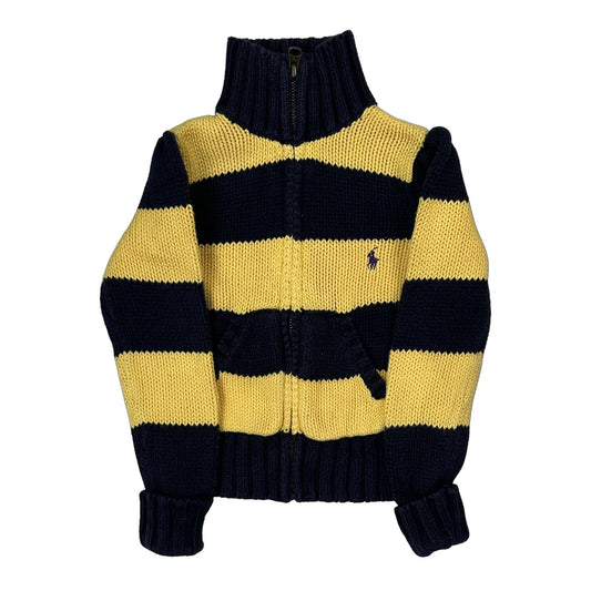 Vintage Age 4 Ralph Lauren Striped Zip Up - XS Navy Cotton