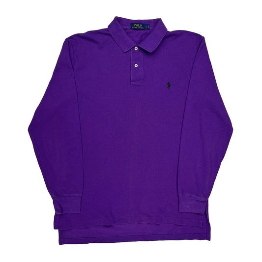 Polo By Ralph Lauren Long Sleeve Polo Shirt - Large Purple Cotton