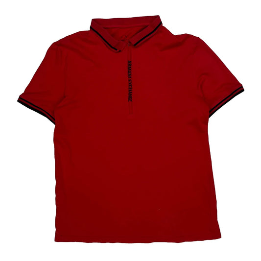 Armani Exchange Polo Shirt - Medium Red Cotton
