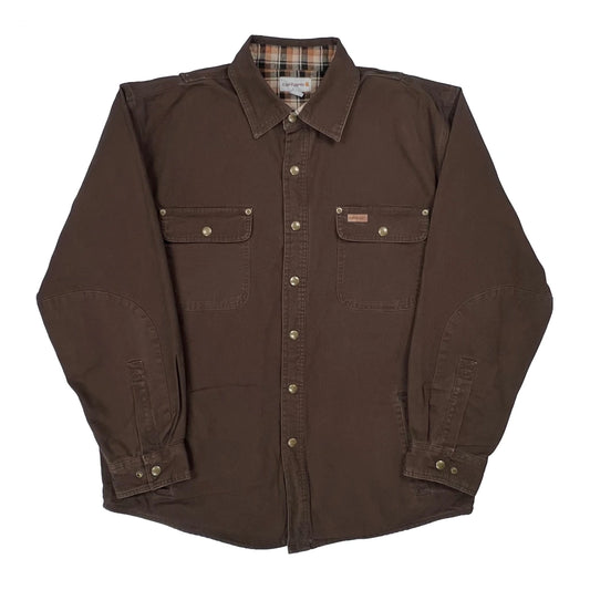 Carhartt Flannel Shirt - Large Brown Cotton