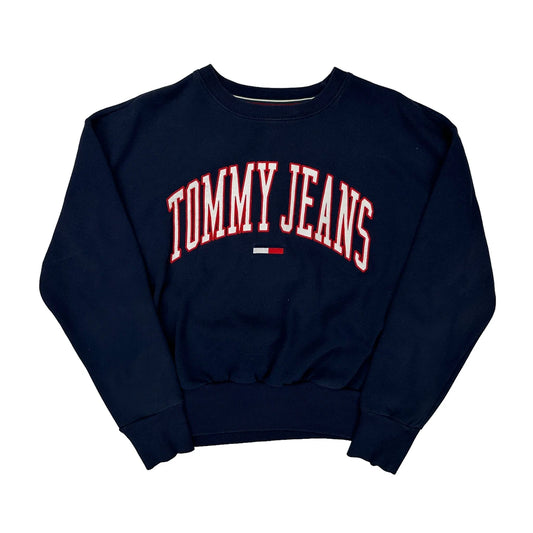 Tommy Jeans Spellout Sweatshirt - Small Navy Cotton