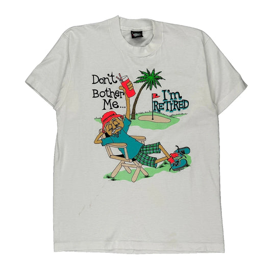 Screen Stars Graphic T-Shirt - Large White Cotton Blend