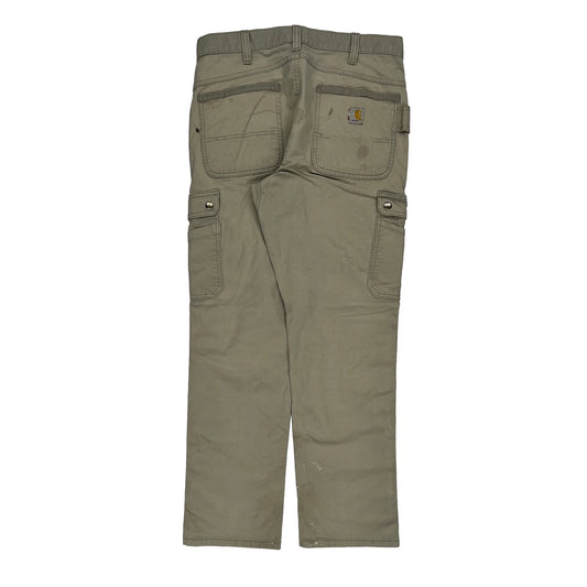 Carhartt Double Knee Cargo Trousers - 33W 31L Khaki Cotton